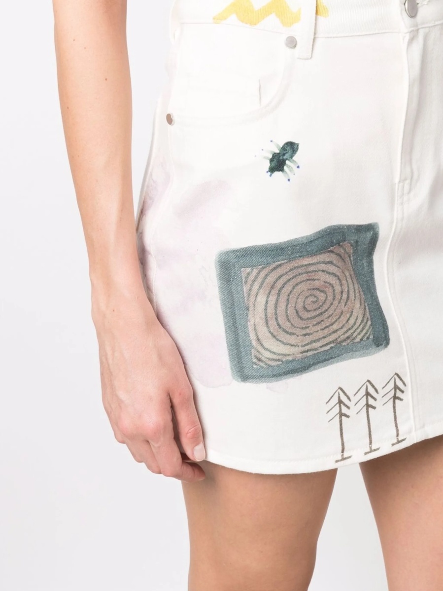 Fusta MCQ Alexander McQueen alba din polyester si bumbac - Img 5