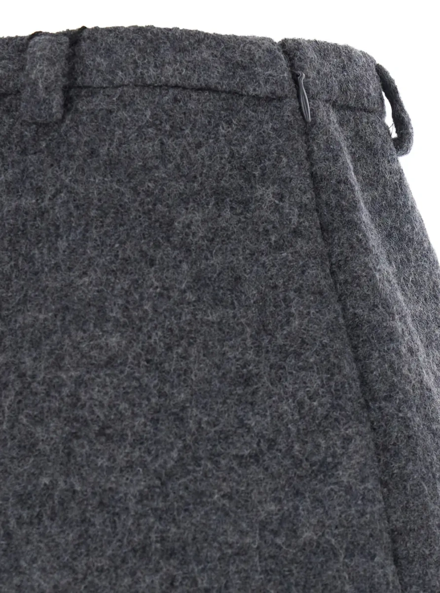 Fusta Mini Skirt with Elegant Details in Grey Wool Women - Img 3