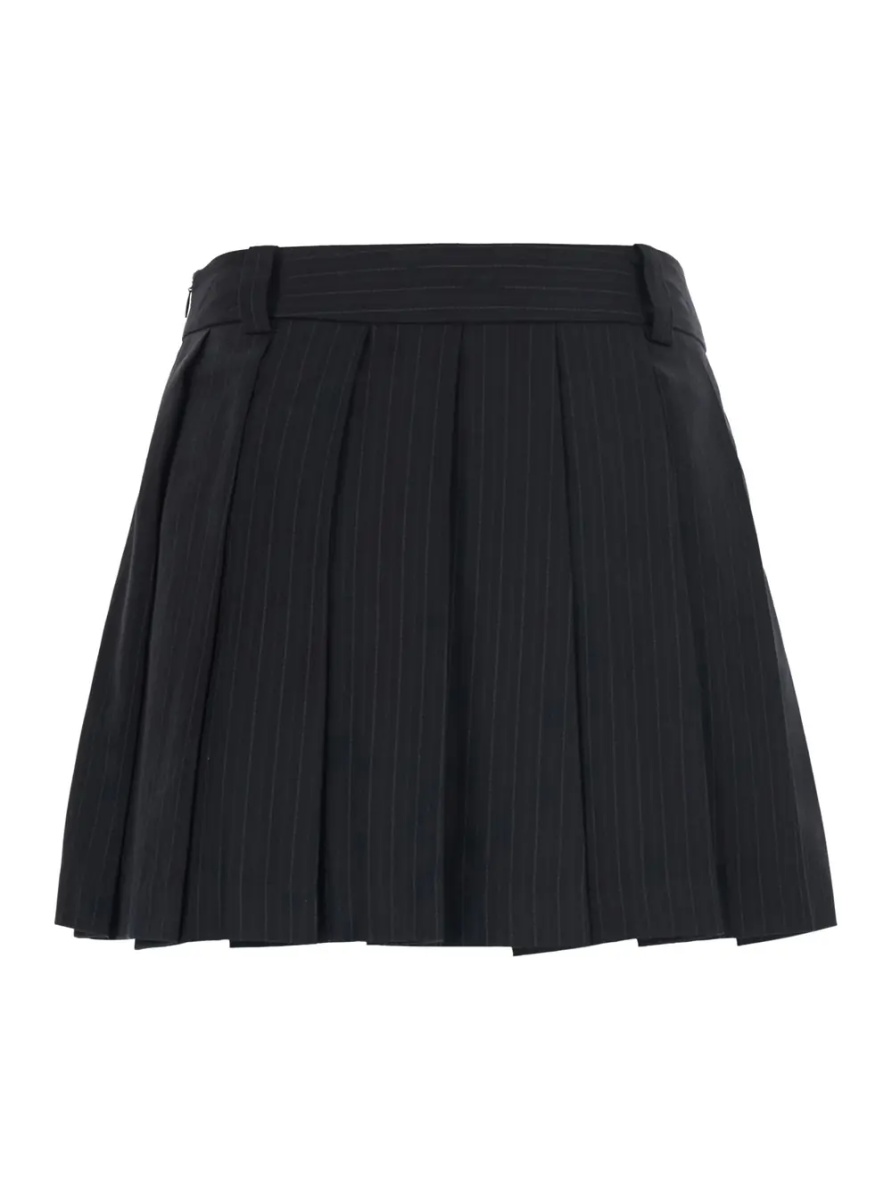 Fusta PLEATS MINI STRIPED SKIRT with stripes and Tech Fabric in black for women - Img 2