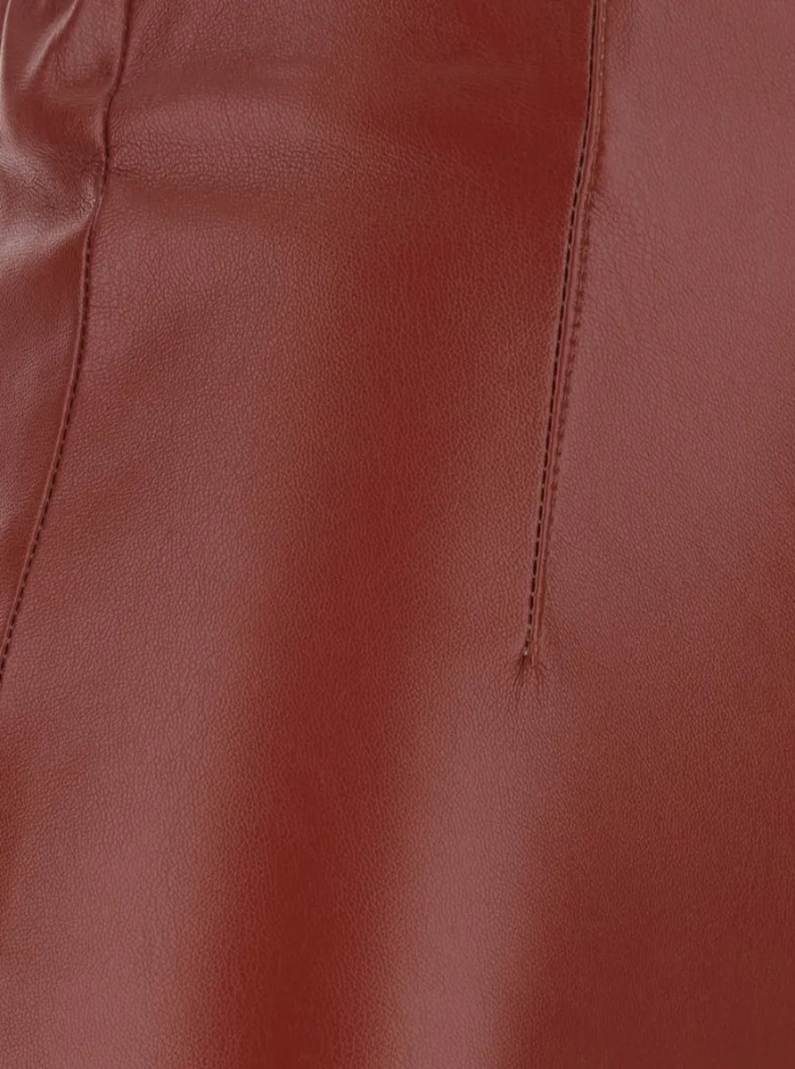 Fusta Red Midi Skirt in Eco Leather Woman - Img 3
