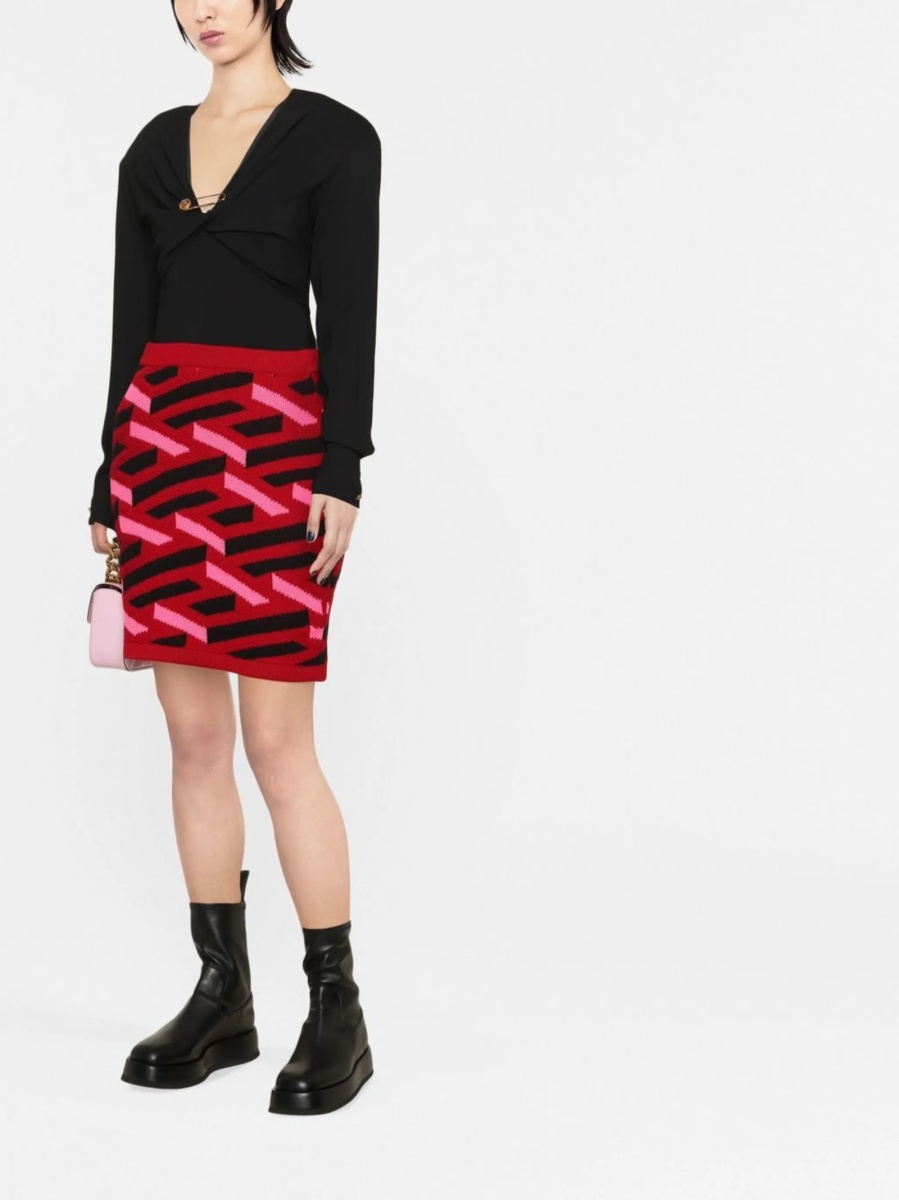 Fusta tricotate Versace rosie - Img 2