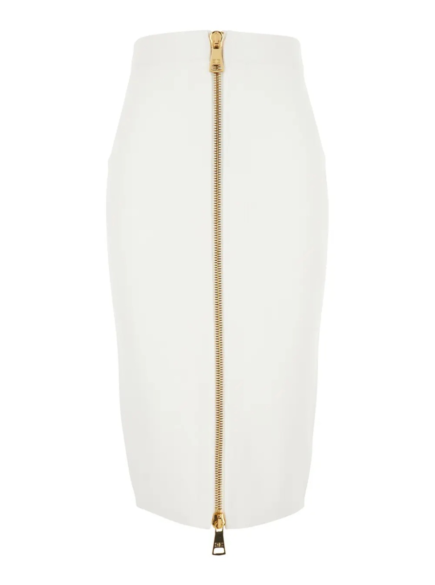 Fusta White Skirt with waistband and zip closure at the back in wool for women - Img 2