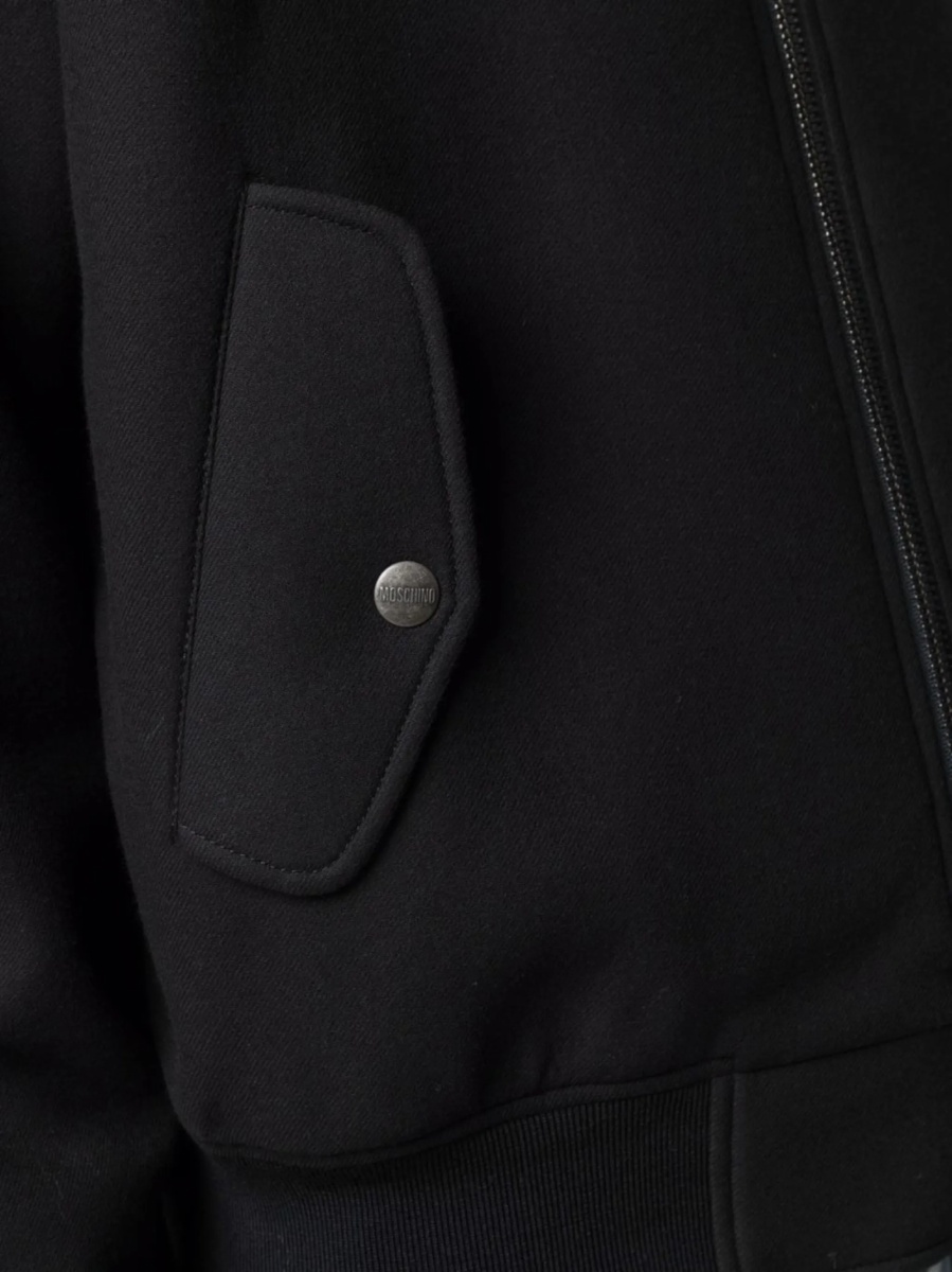 Geaca bomber Moschino neagra din lana si vascoza - Img 5