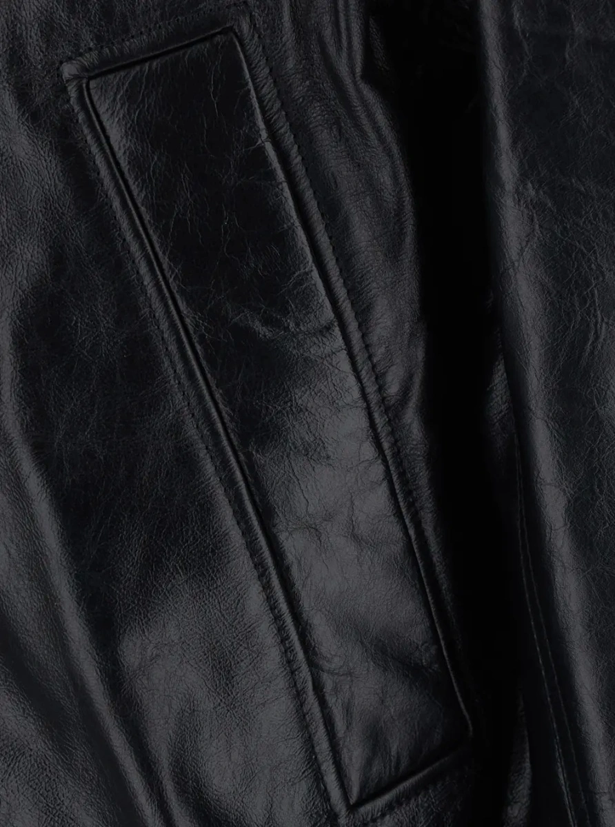 Geaca bomber SUNFLOWER neagra din piele - Img 3