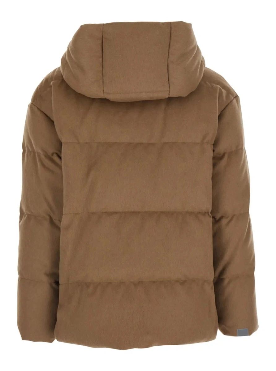 Geaca de Iarna Down jacket Dama with high collar and long sleeves in Tech Fabric Beige Woman - Img 2