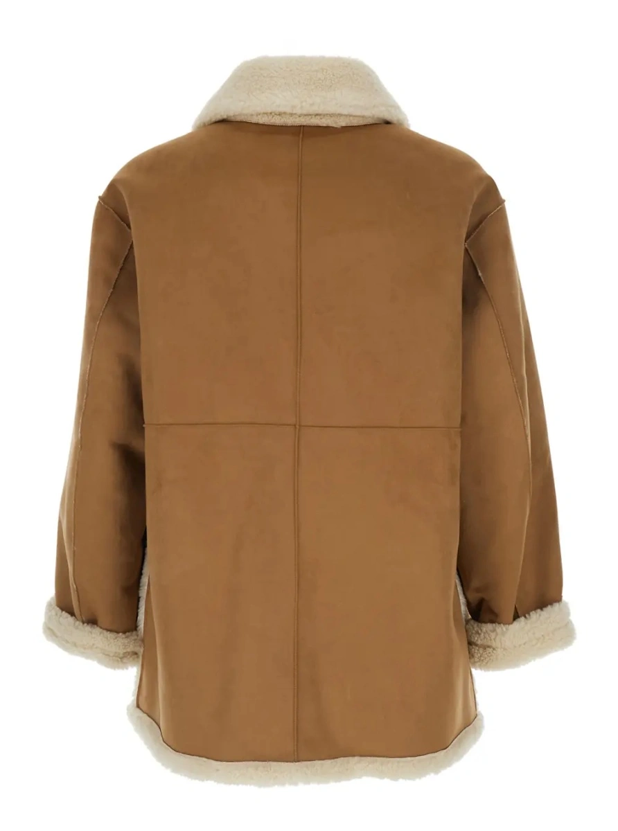 Geaca de piele DUNST bej din piele si shearling - Img 2