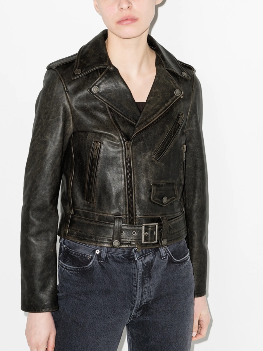 Geaca de piele Golden Goose neagra din piele - Img 2