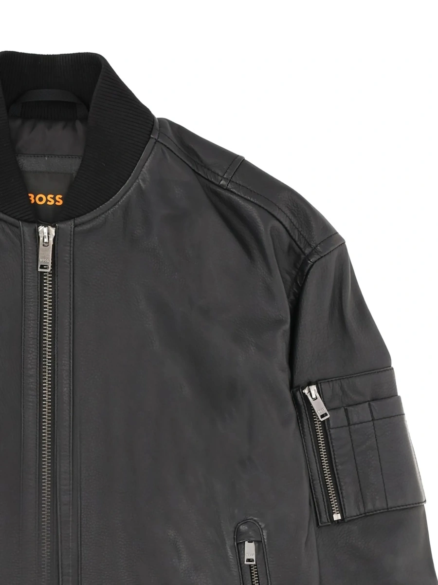 Geaca de piele Hugo Boss neagra - Img 2