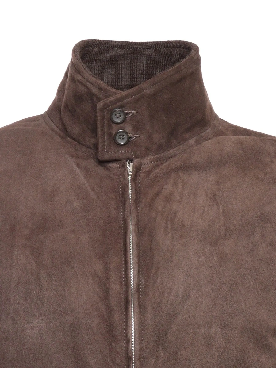 Geaca de Piele JACKET WITH DOUBLE SLIDER ZIP, BARRACUDA COLLAR WITH 2BUTTONS, 2WELT SIDE POCKETS, BOTTOM GARMENT AND CUFFS IN RIB KNIT. GOOSE DOWN PADDING. - Img 3