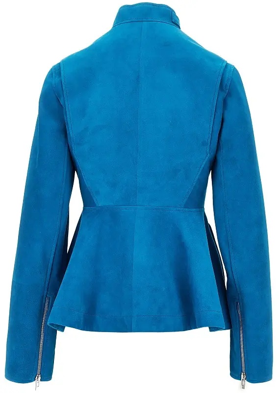 Geaca de Piele Suede leather Peplum jacket - Img 3