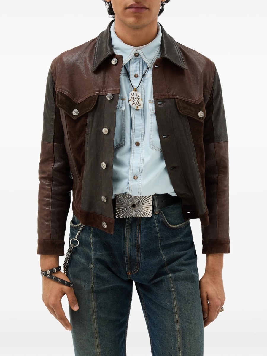 Geaca de piele Versace maro - Img 3