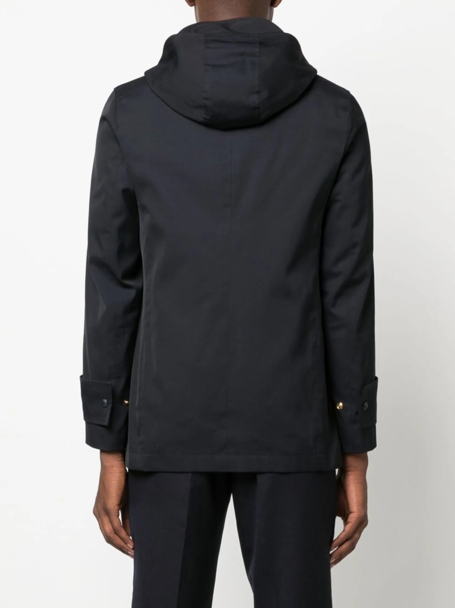 Geaca Parka Thom Browne albastra din polyester si bumbac - Img 4