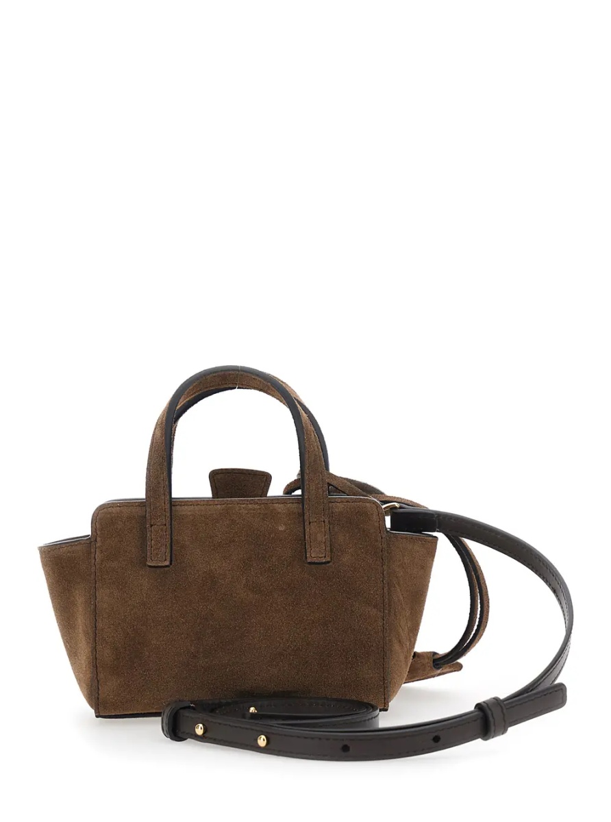 Geanta de mana Brown Mini Handbag with Adjustable Shoulder Strap and Front Pocket in Suede for Women - Img 2