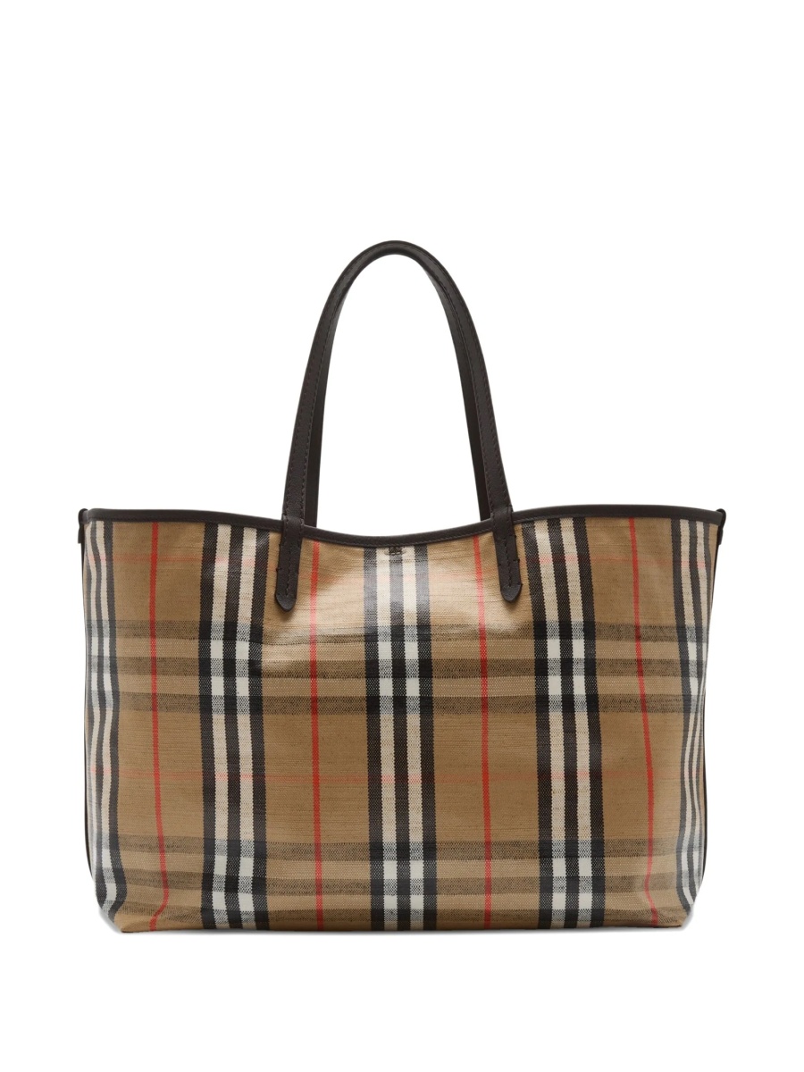Geanta de mana Burberry maro din piele si vascoza - Img 4