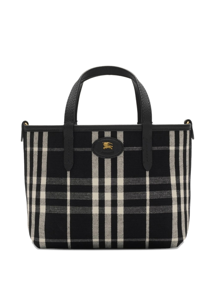 Geanta de mana Burberry neagra din bumbac si piele - Img 4