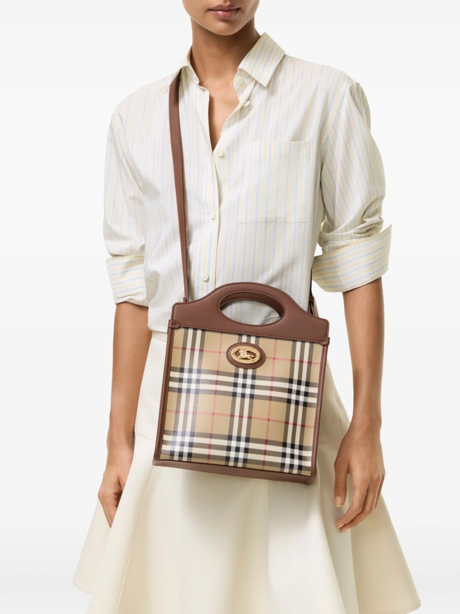 Geanta de mana Burberry neutra din bumbac - Img 2