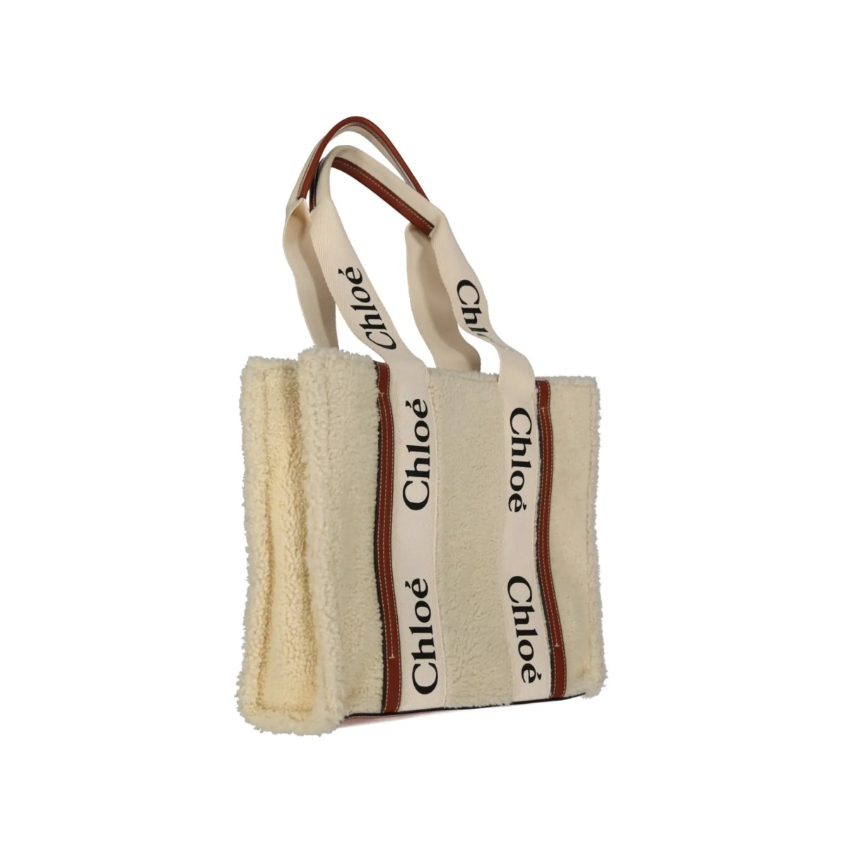 Geanta de mana Chloé Woody Shearling Tote Bag - Img 3