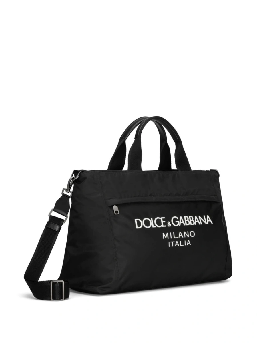 Geanta de mana Dolce &amp; Gabbana neagra din piele si nylon - Img 4