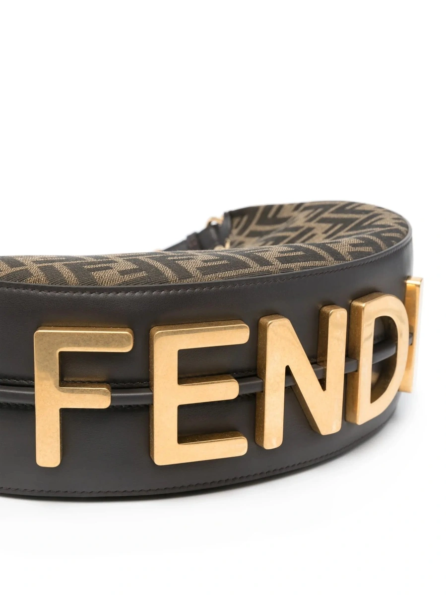 Geanta de mana Fendi maro din jacquard FF - Img 8