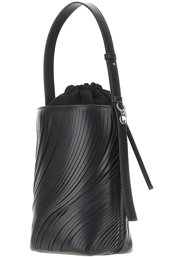Geanta de mana Fringed cut leather bucket bag - Img 2