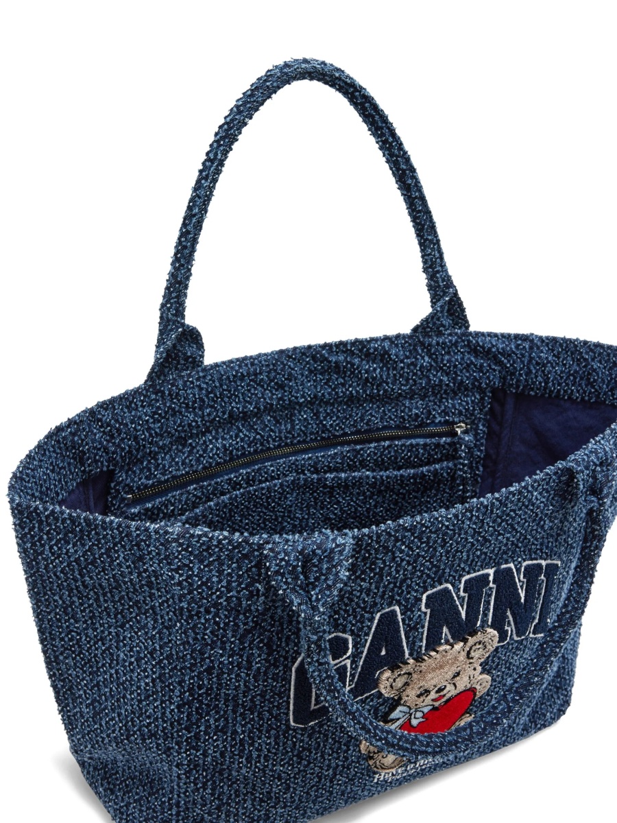 Geanta de mana Ganni albastra din material textil - Img 4