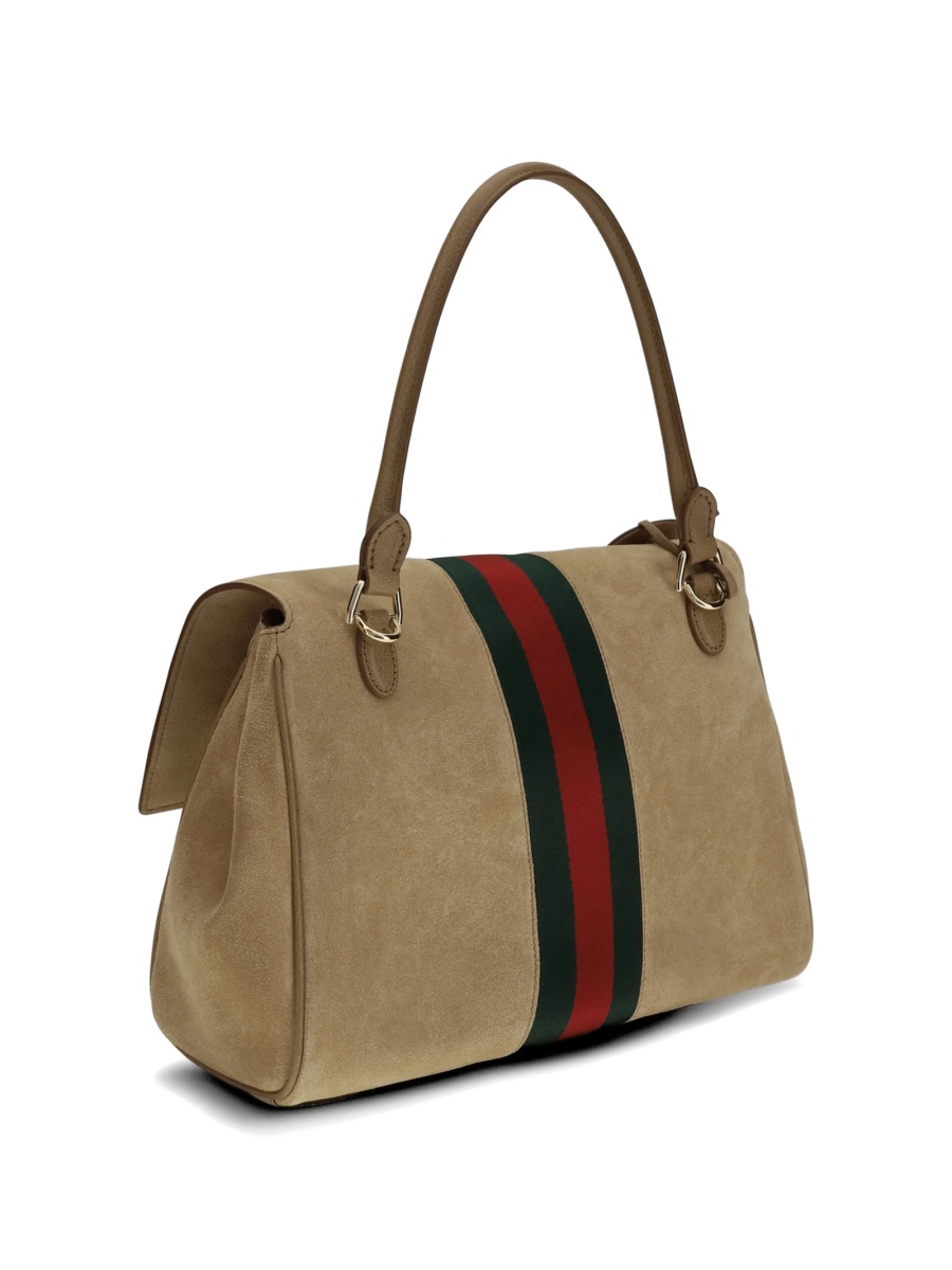 Geanta de mana Gucci Horsebit neutra din piele intoarsa - Img 5