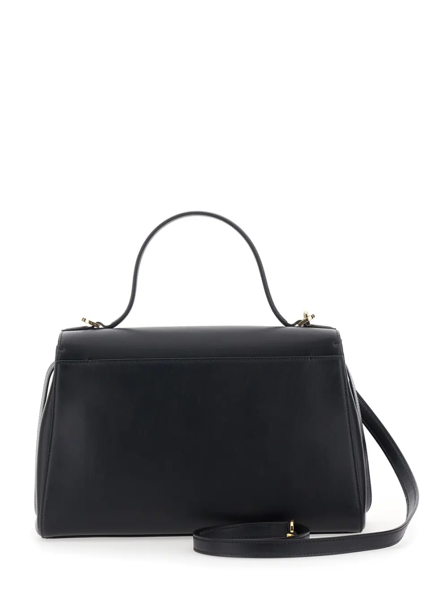 Geanta de mana Handbag SOFT SYMMETRY with smooth black calf leather for women - Img 2