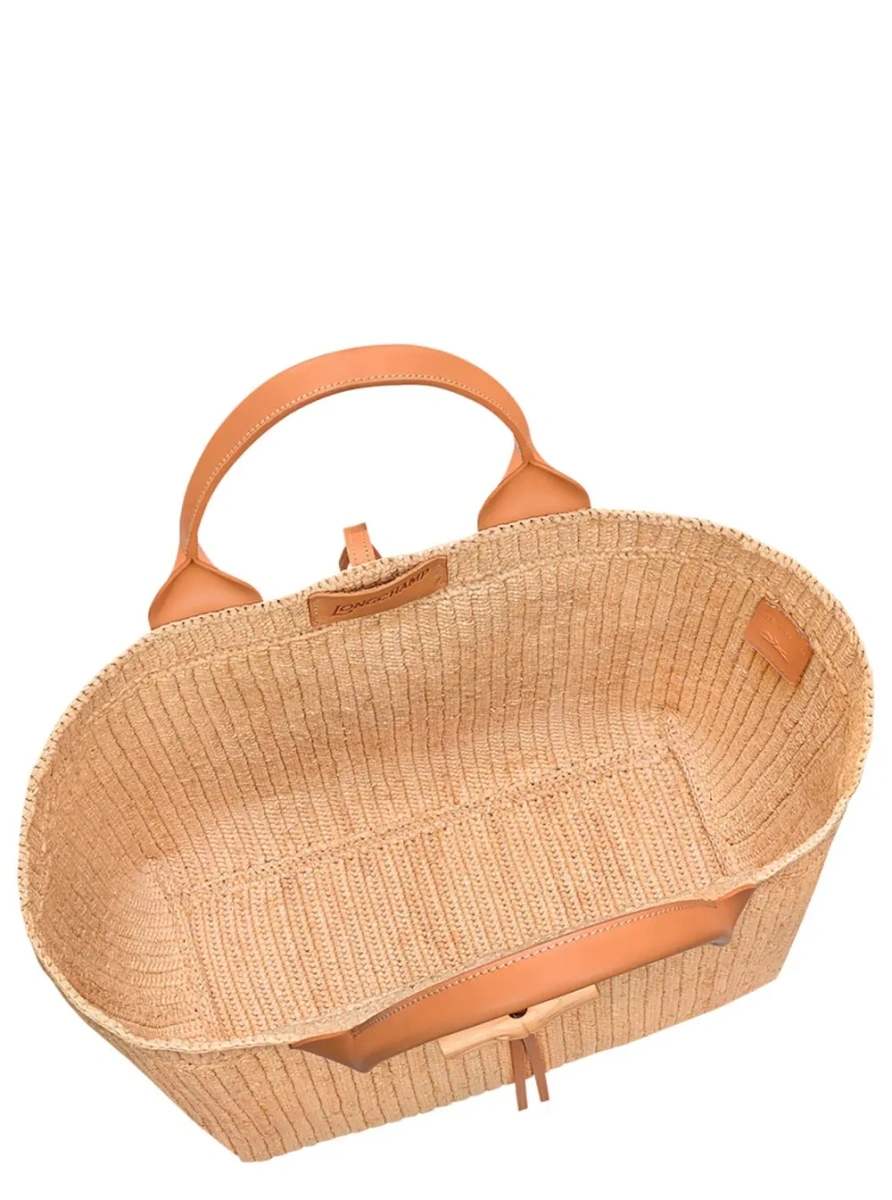 Geanta de mana Longchamp bej din raffia - Img 4