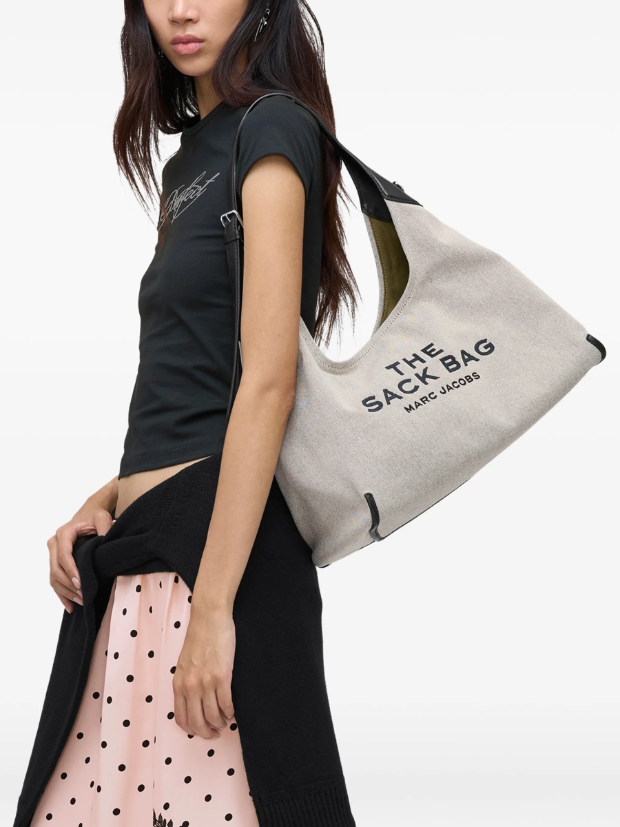 Geanta de mana Marc Jacobs neutra din bumbac si piele - Img 2