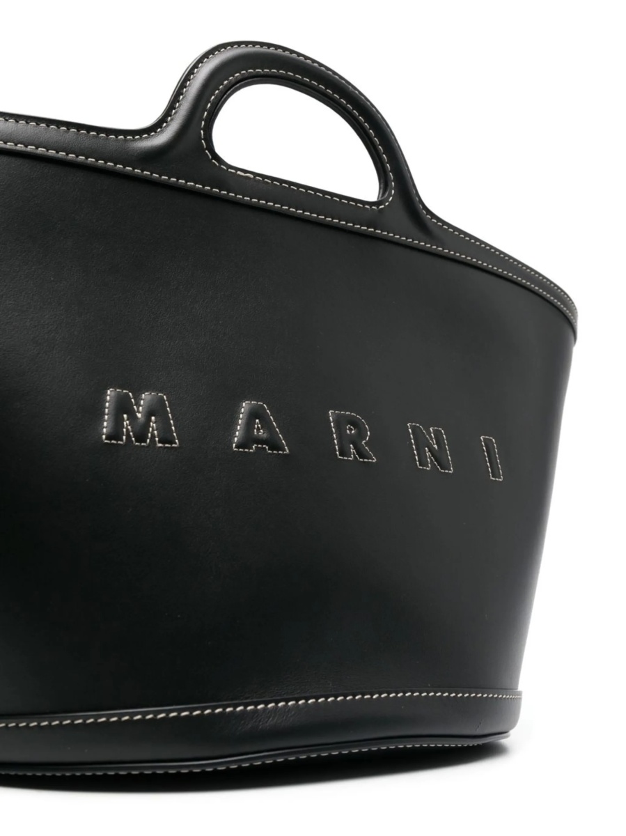 Geanta de mana Marni neagra din piele si aluminium - Img 4