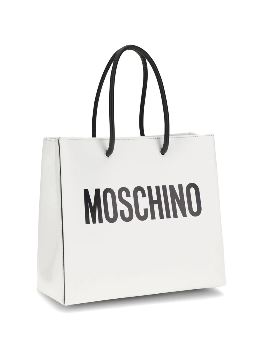 Geanta de mana Moschino alba din piele - Img 5