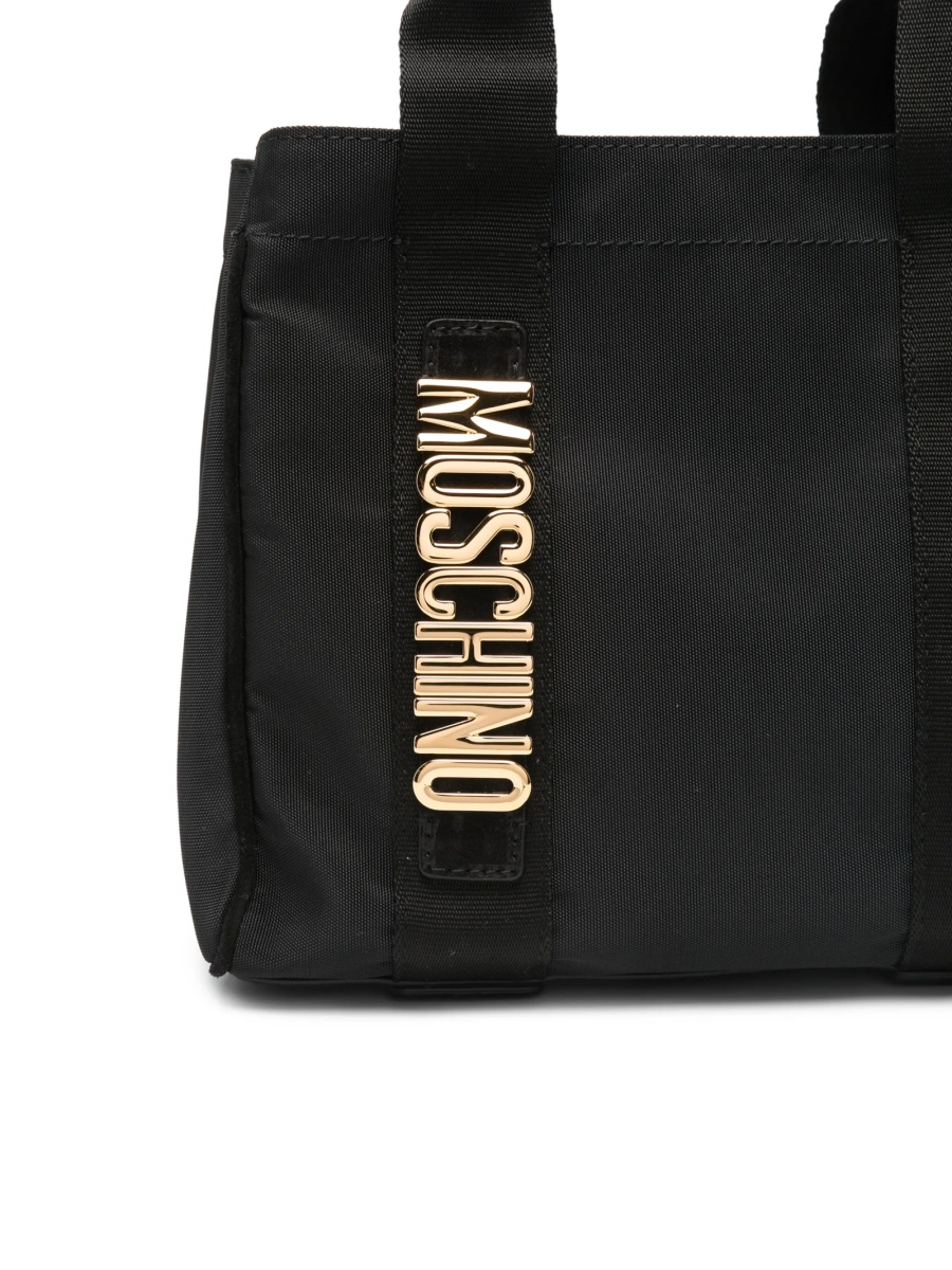 Geanta de mana Moschino neagra din material textil si piele - Img 4