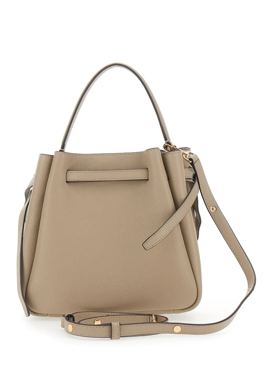 Geanta de mana 'Romy' Beige Handbag with Adjustable Strap and Drawstring Closure in Leather for Women - Img 2