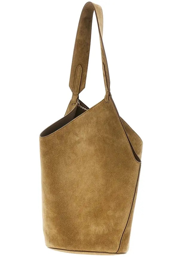Geanta de mana Small suede leather 'Lotus' tote bag - Img 2