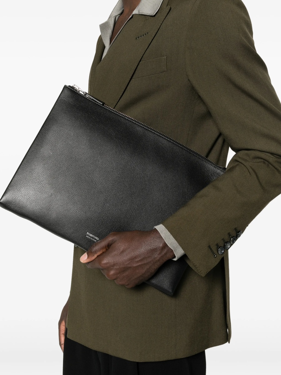 Geanta de mana Tom Ford neagra din piele si zamac - Img 2