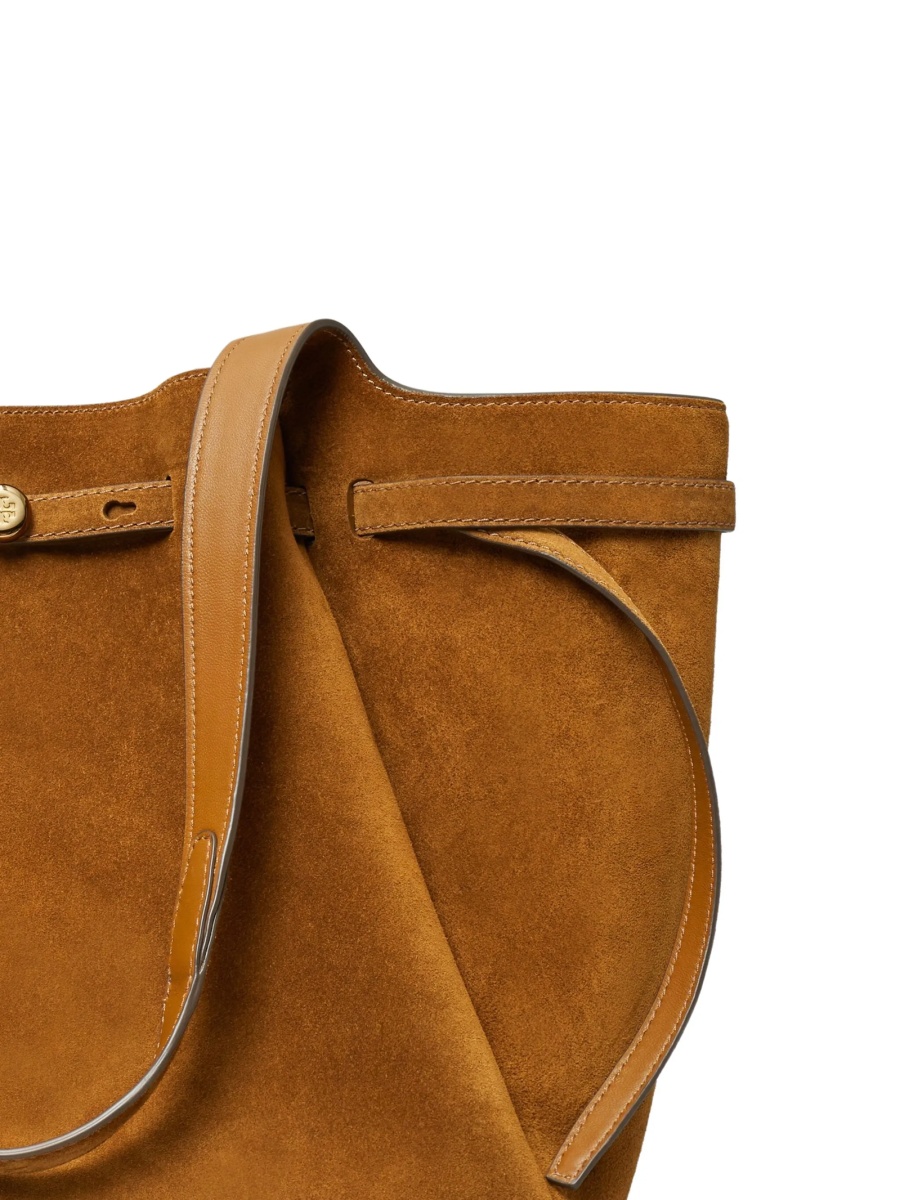 Geanta de mana Tory Burch maro din piele intoarsa - Img 4