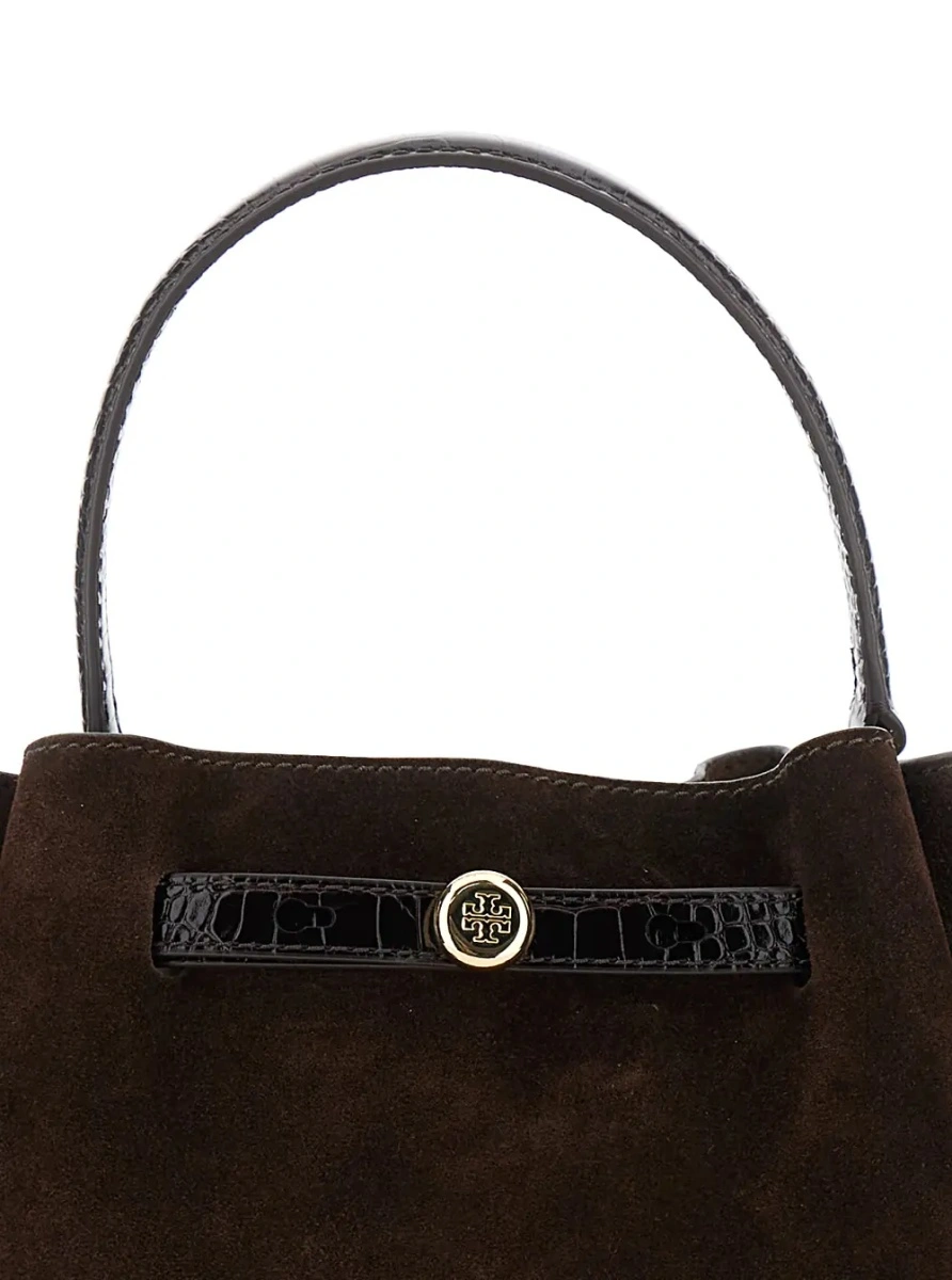 Geanta de mana Tory Burch maro din piele 'Romy Bucket' - Img 3