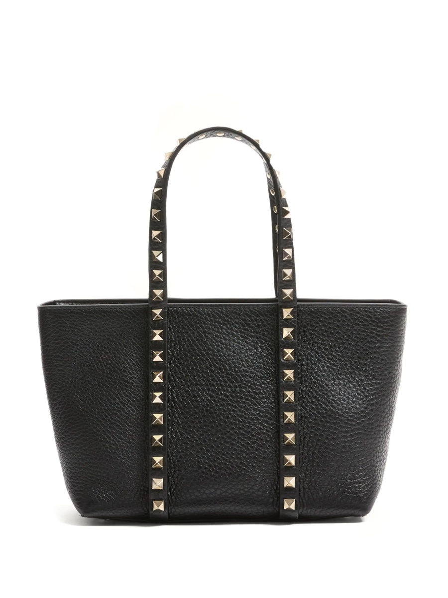 Geanta de mana Valentino Garavani Rockstud neagra din metal si zamak - Img 2