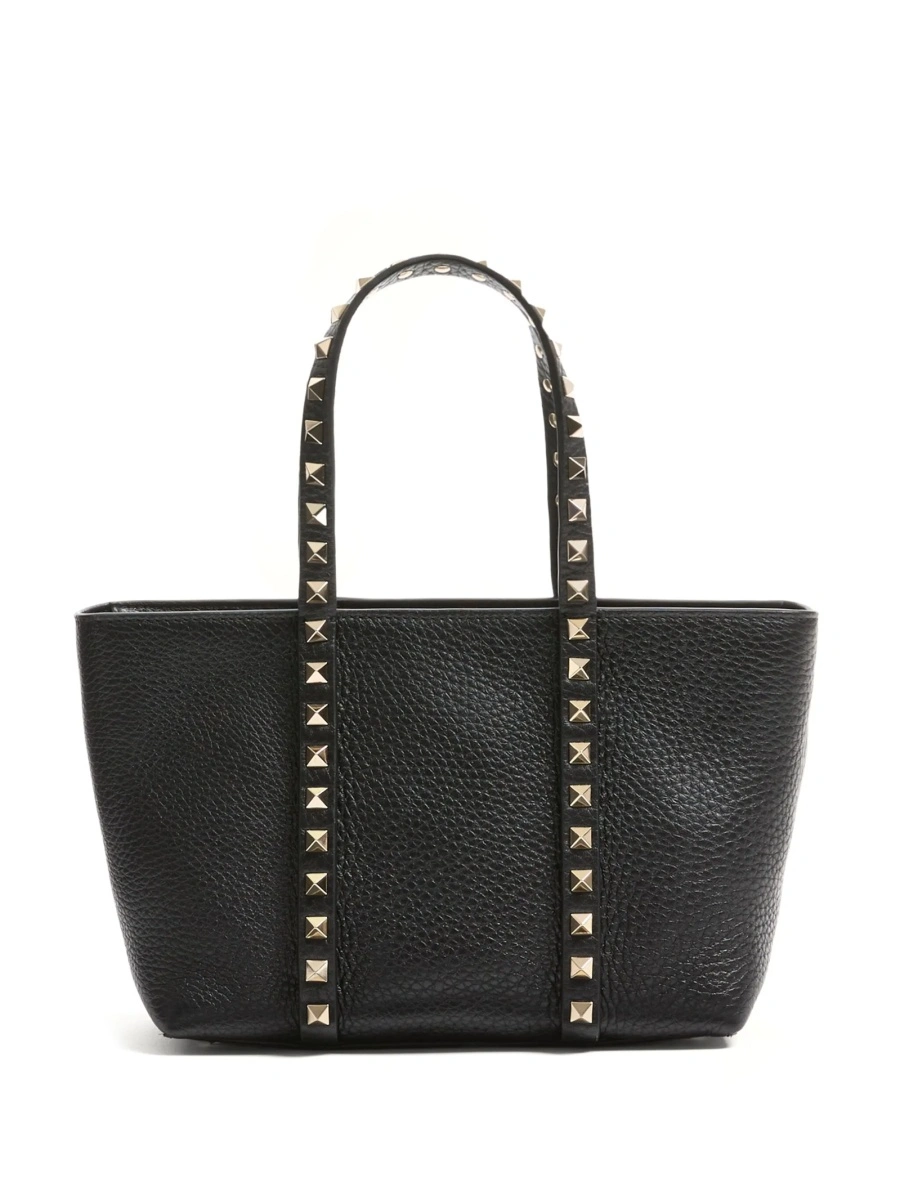 Geanta de mana Valentino Garavani Rockstud neagra din metal si zamak - Img 2
