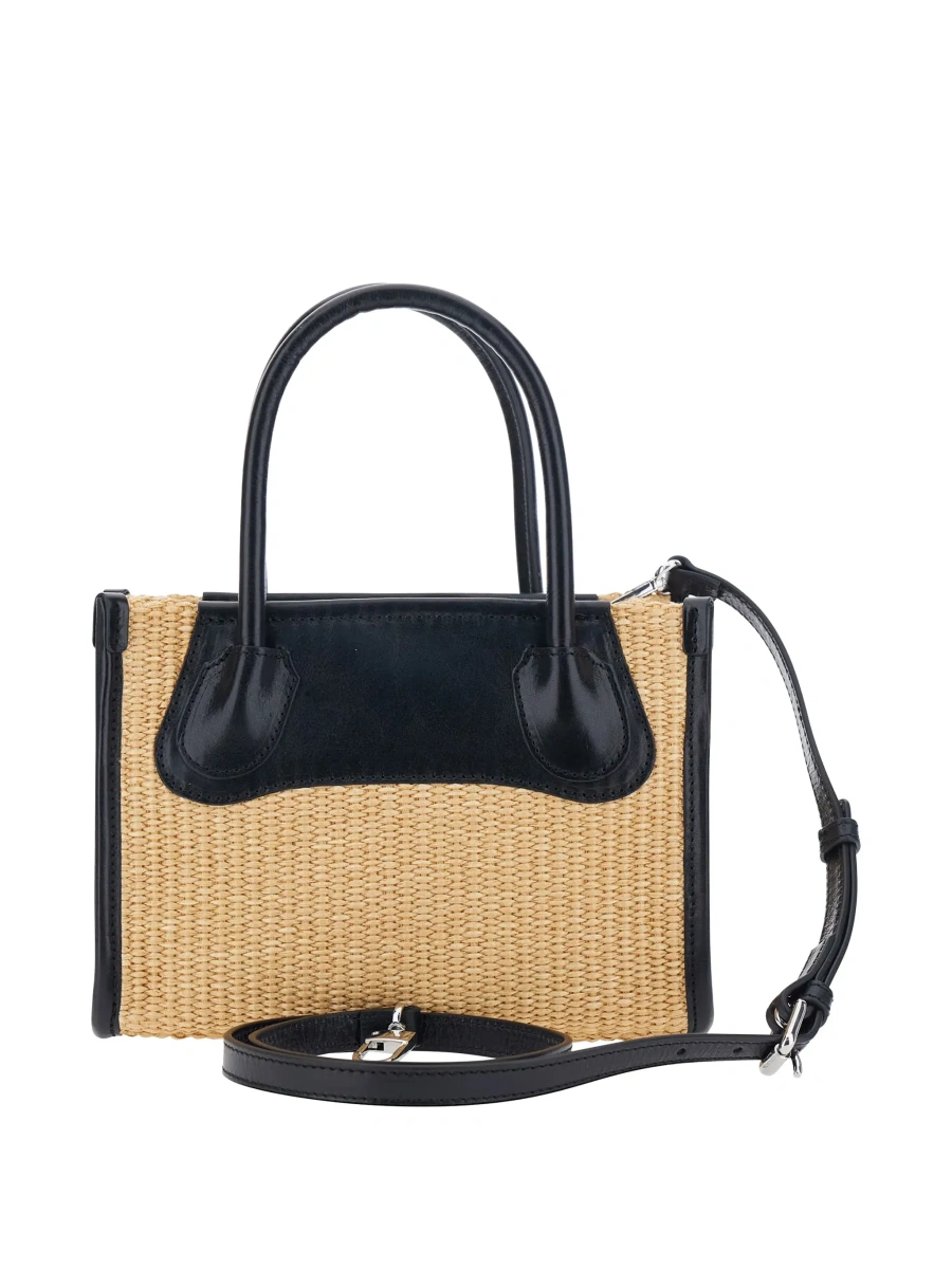 Geanta de mana Vivienne Westwood bej din bumbac 'Troy' - Img 4