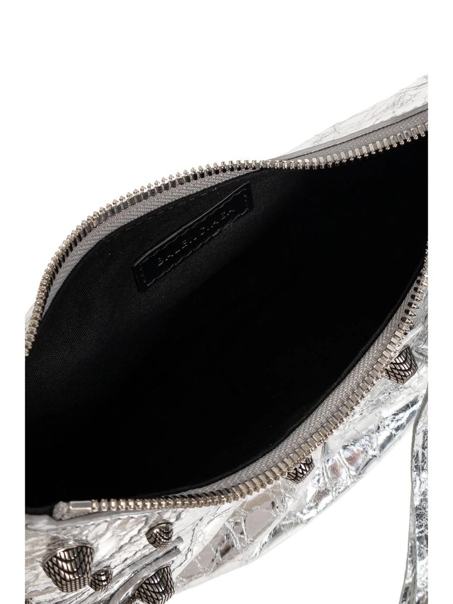 Geanta de umar Balenciaga Cagole argintie din piele - Img 5