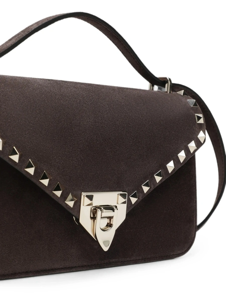 Geanta de umar Brown Crossbody bag with Envelope Design and Rockstud Decoration in Suede for Women - Img 7