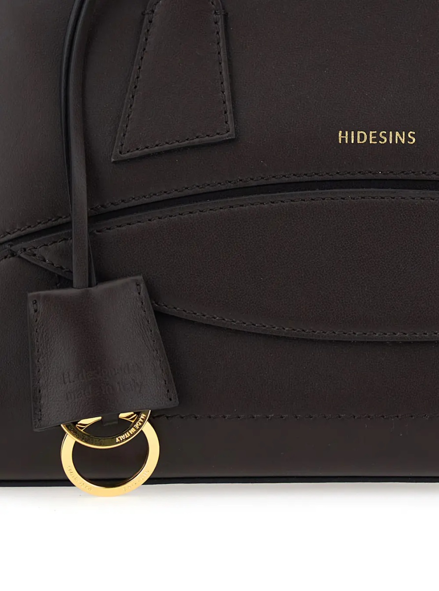 Geanta de umar Brown Small Shoulder bag with Front Pocket and Logo lettering in Leather for Women - Img 3