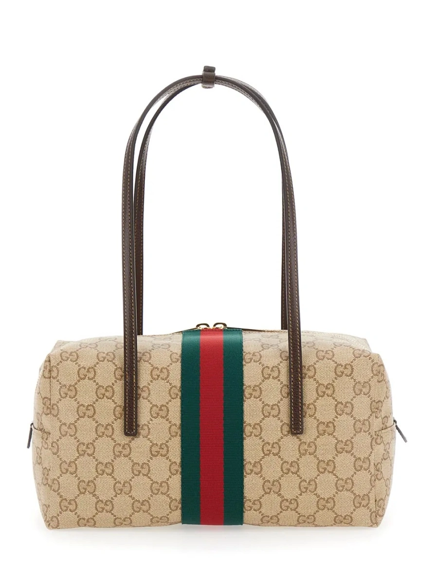 Geanta de umar Gucci bej din canvas GG 'Boston' - Img 2