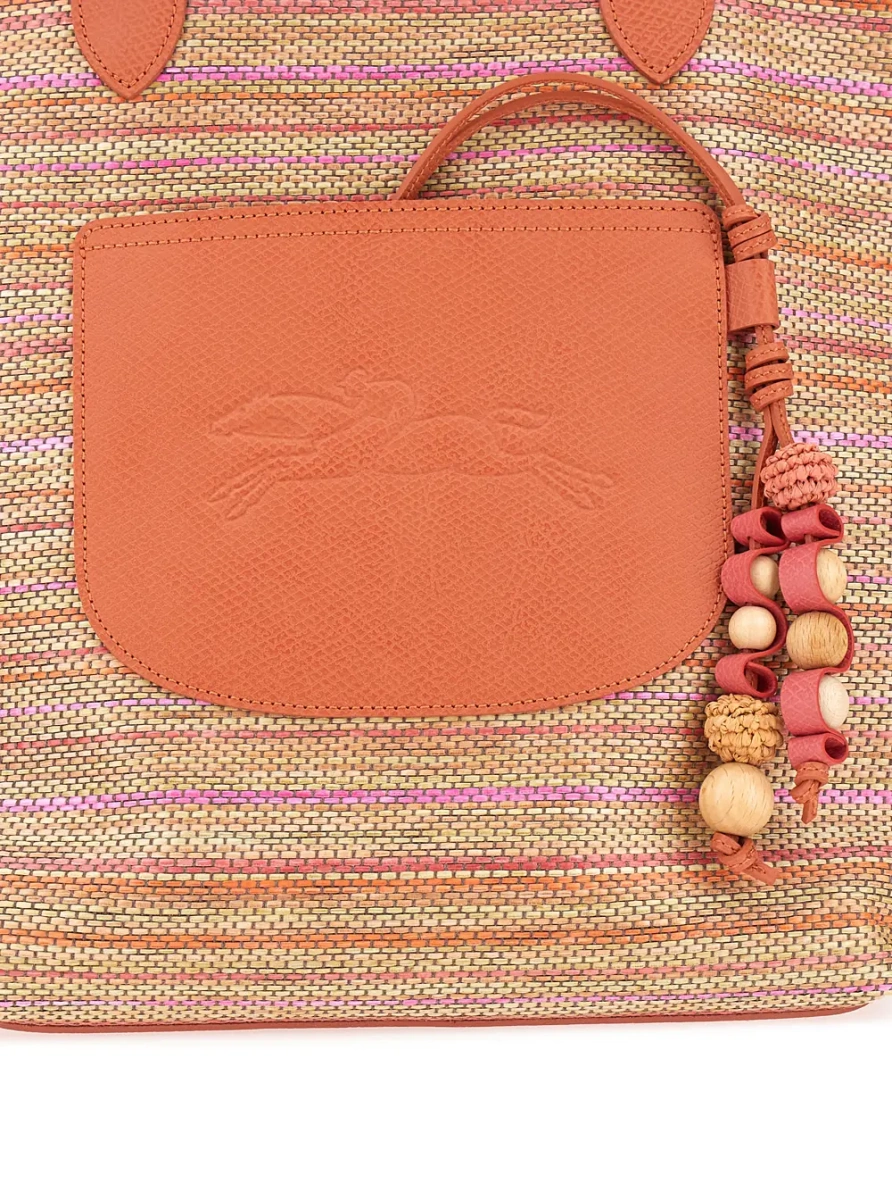 Geanta de umar 'Le Panier Pliage Rainbow' Orange Shoulder Bag with Charm on the Front and Striped Motif in Leather and Canvas Woman - Img 3