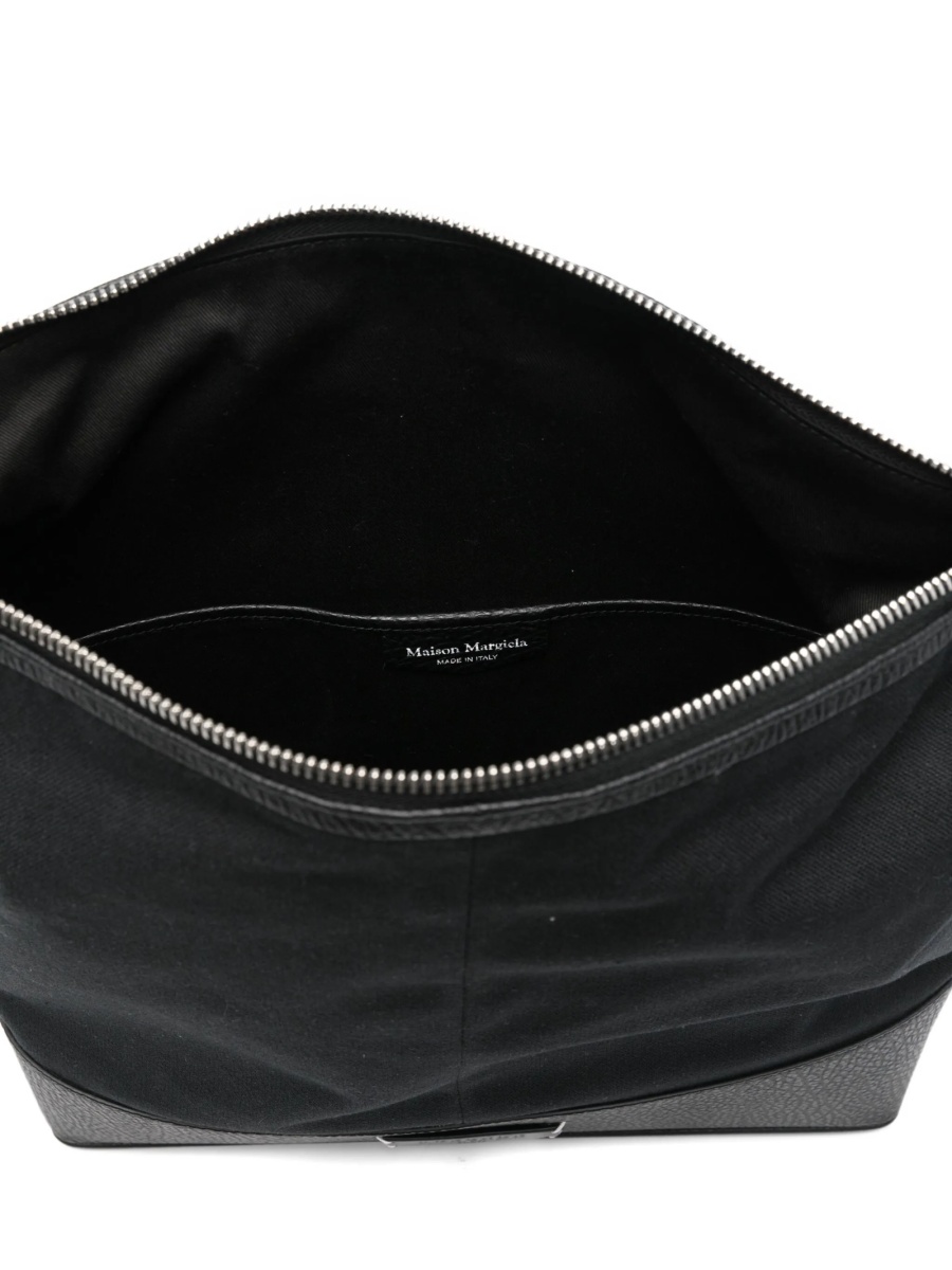 Geanta de umar Maison Margiela neagra din piele si fibre - Img 5