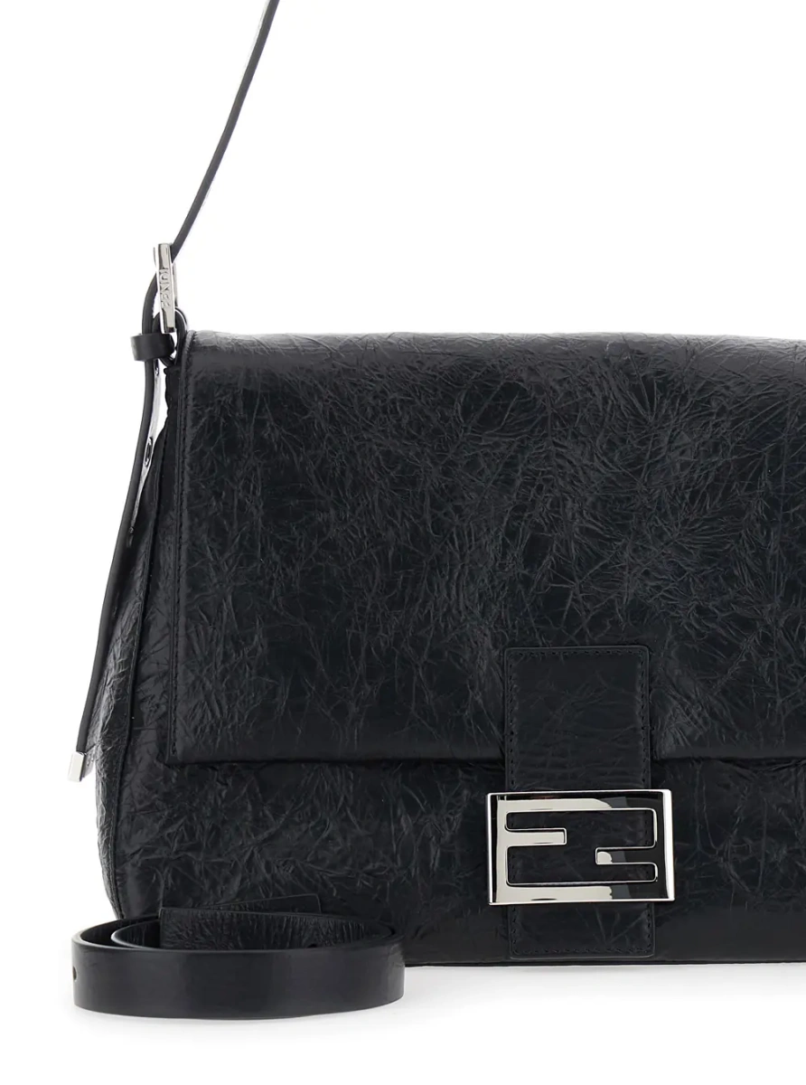 Geanta de umar 'Niki' Black Shoulder Bag with Cassandre Plate on the Front and Chain Handles in Leather for Women - Img 3