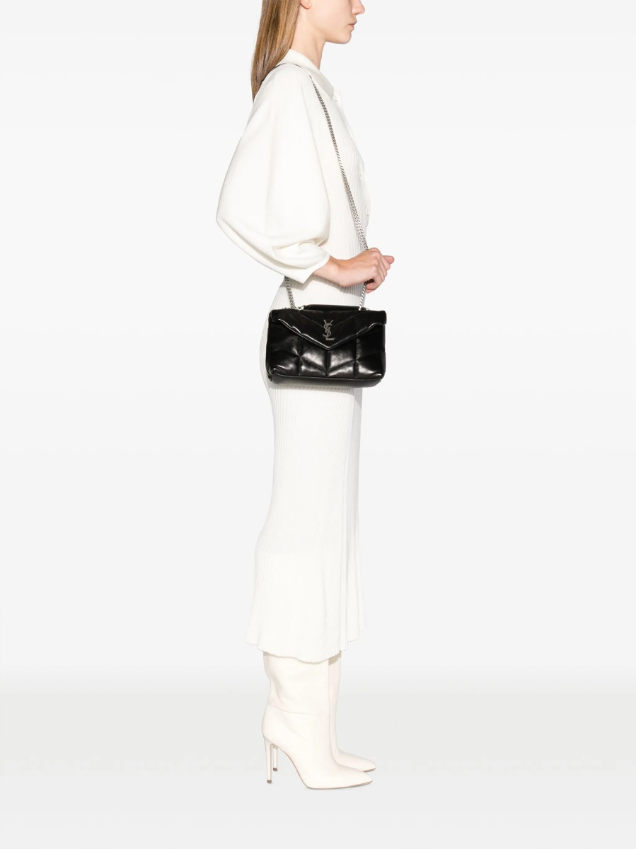 Geanta de umar Saint Laurent Puffer neagra din piele - Img 2