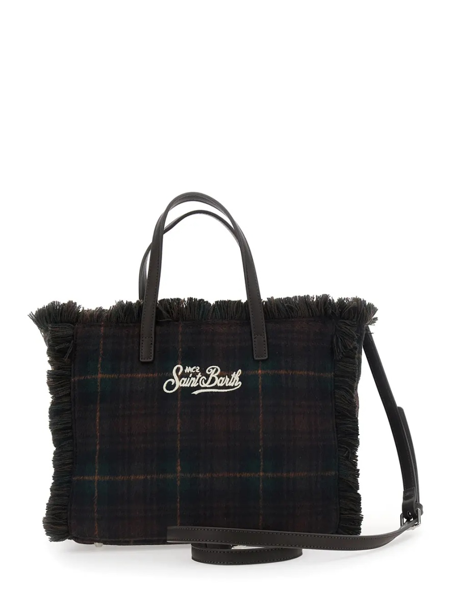 Geanta de umar Shoulder bag COLETTE WOOL N with tartan and brown polyester unisex - Img 2
