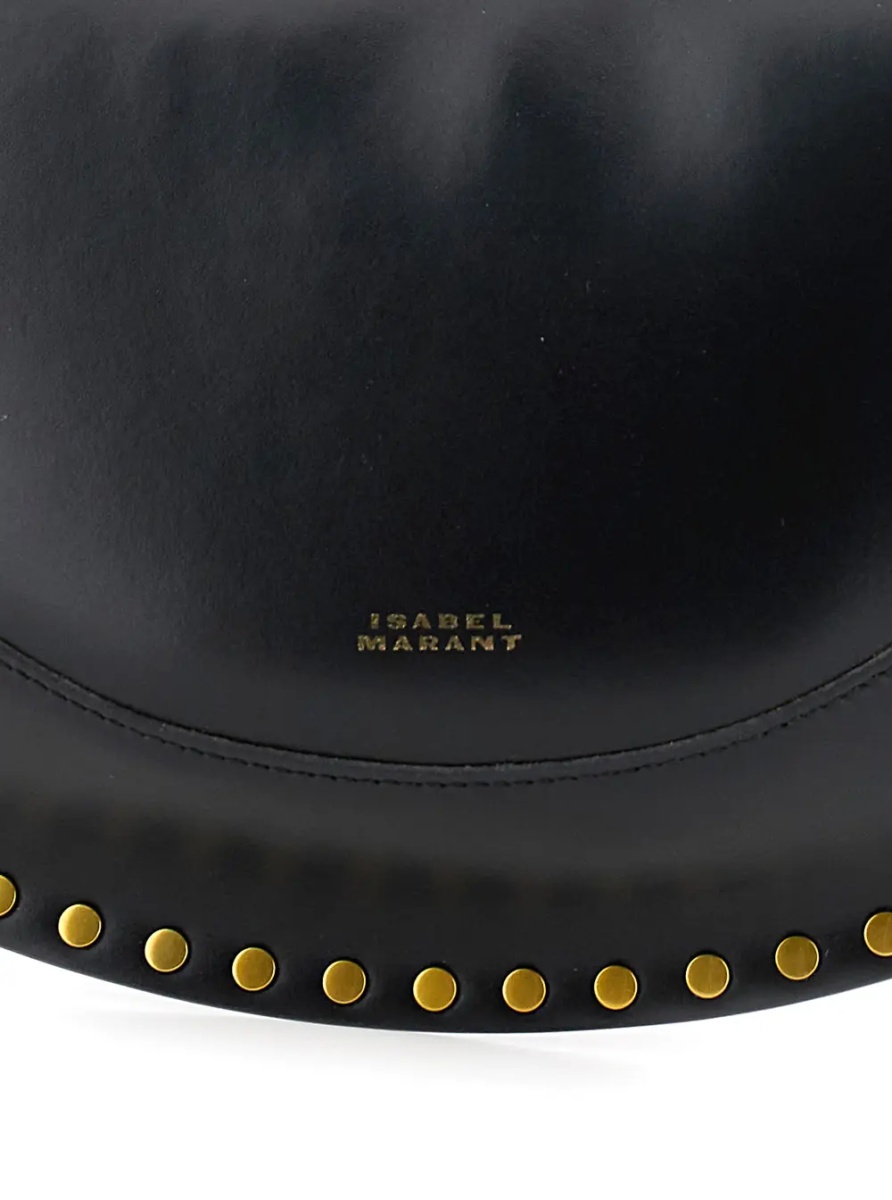 Geanta de umar Shoulder Bag 'Naoko' with Removable Strap and Logo Lettering Embossed on the Front in Black Leather for Women - Img 3